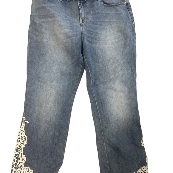 INC Denim Straight Leg Crop Jeans with Crochet Hem – Size 8 - Picture 1 of 6